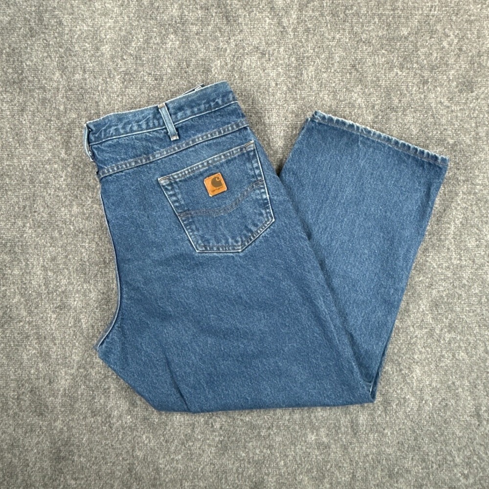 Carhartt B187 DST Loose Fit Jeans Mens 42x30 Dark Stone Blue Denim Workwear